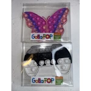(2) Gotta Pop Push Pop It Fidget Toys - Butterfly and Game Controller